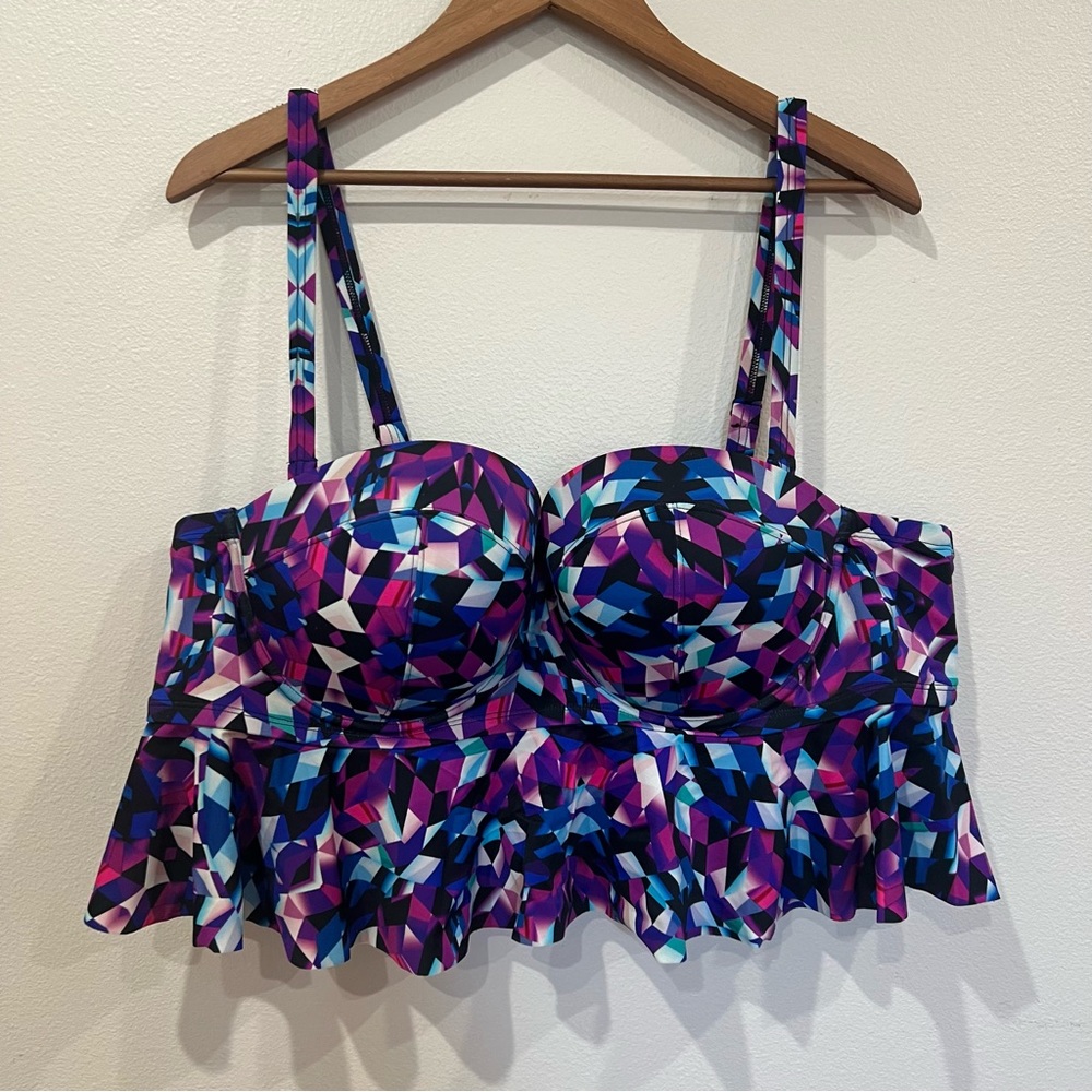 Purple Ruffle Peplum Torrid Swim Top 3X